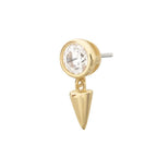 Invictus | 14k gold | Round Bezel with Spike Dangle | CZ