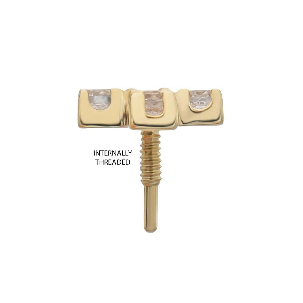 Invictus | 14k gold | Internally threaded | Pave Cross | Clear CZ