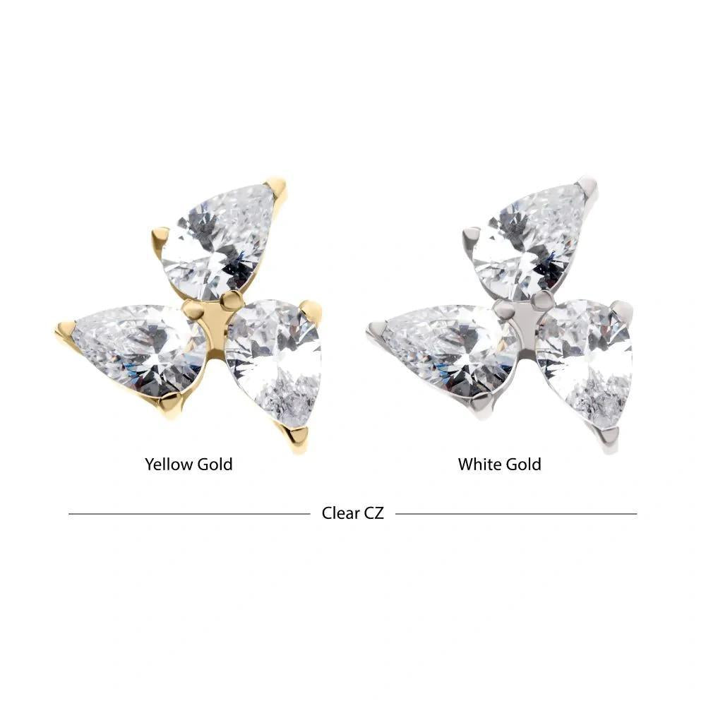 Invictus | 14k gold | Prong Set Triple Teardrop | CZ