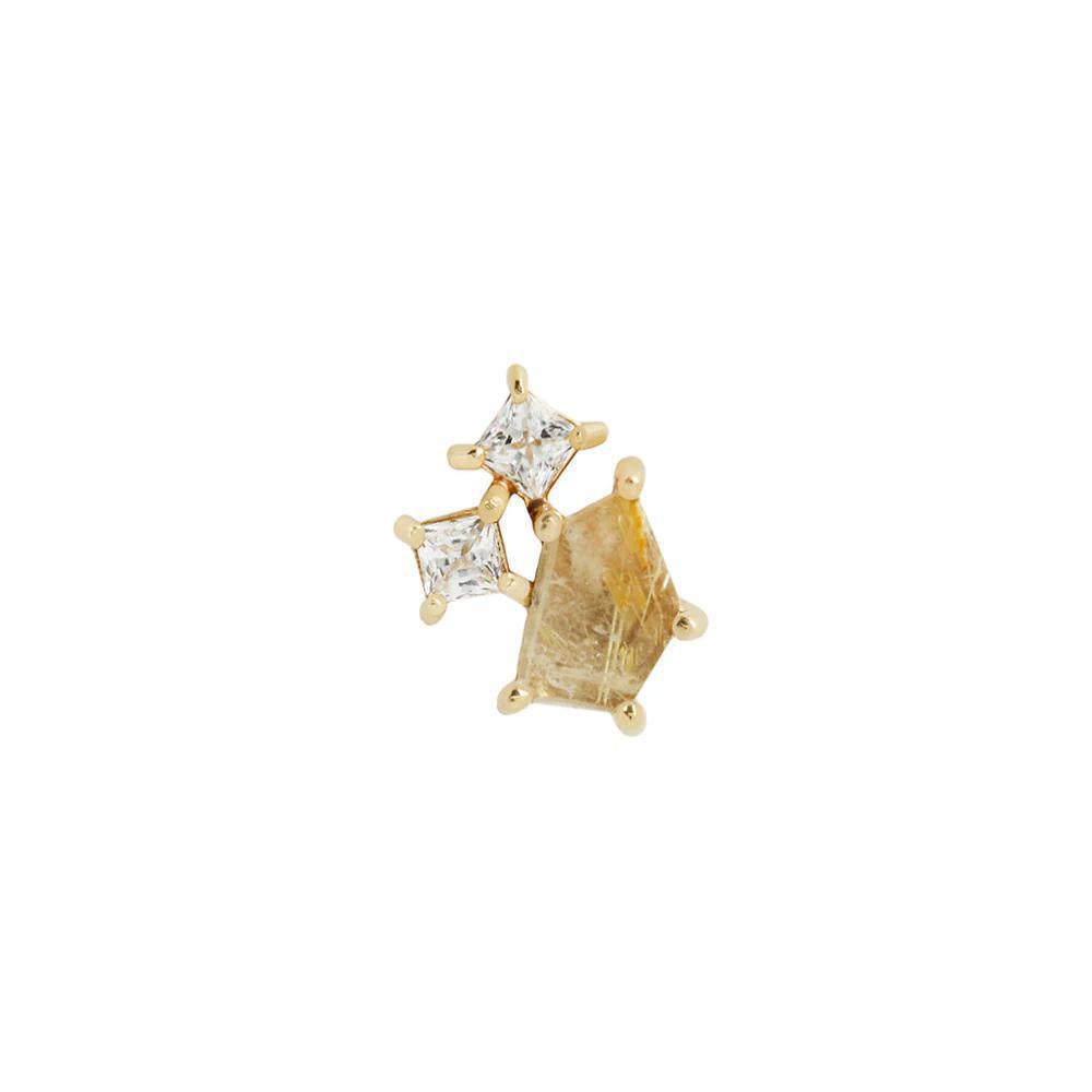 Buddha | 14k gold | Lyra | Rutilated Quartz + CZ