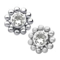 Inv | Titanium | Threadless Beaded Edge Design w/ 4mm Bezel Set CZ Top | Clear CZ