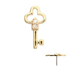 Invictus | 14k gold | Precision-shaped Key Top with Prong Set CZ Gem | Clear CZ