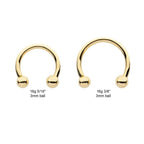 Invictus | 14k gold | 16g Circular Barbell with One Side Internally Threaded and One Side Fixed 3mm Ball End