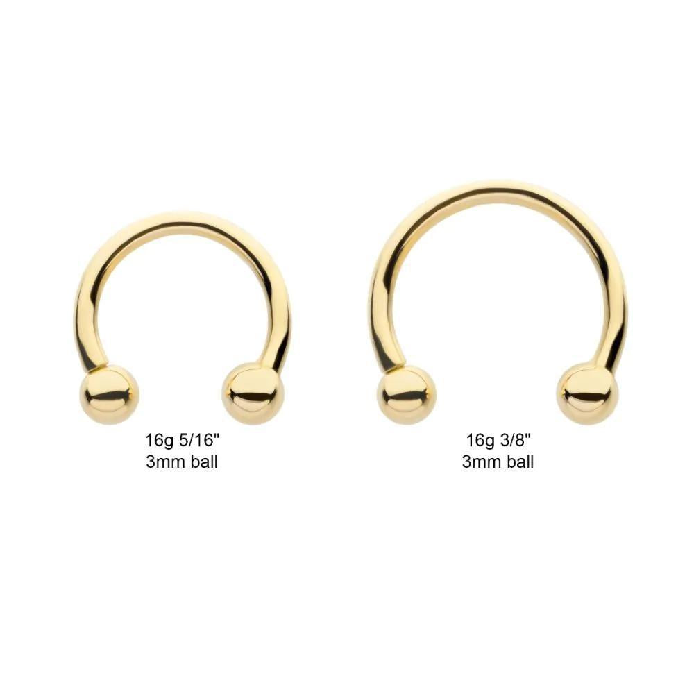 Invictus | 14k gold | 16g Circular Barbell with One Side Internally Threaded and One Side Fixed 3mm Ball End