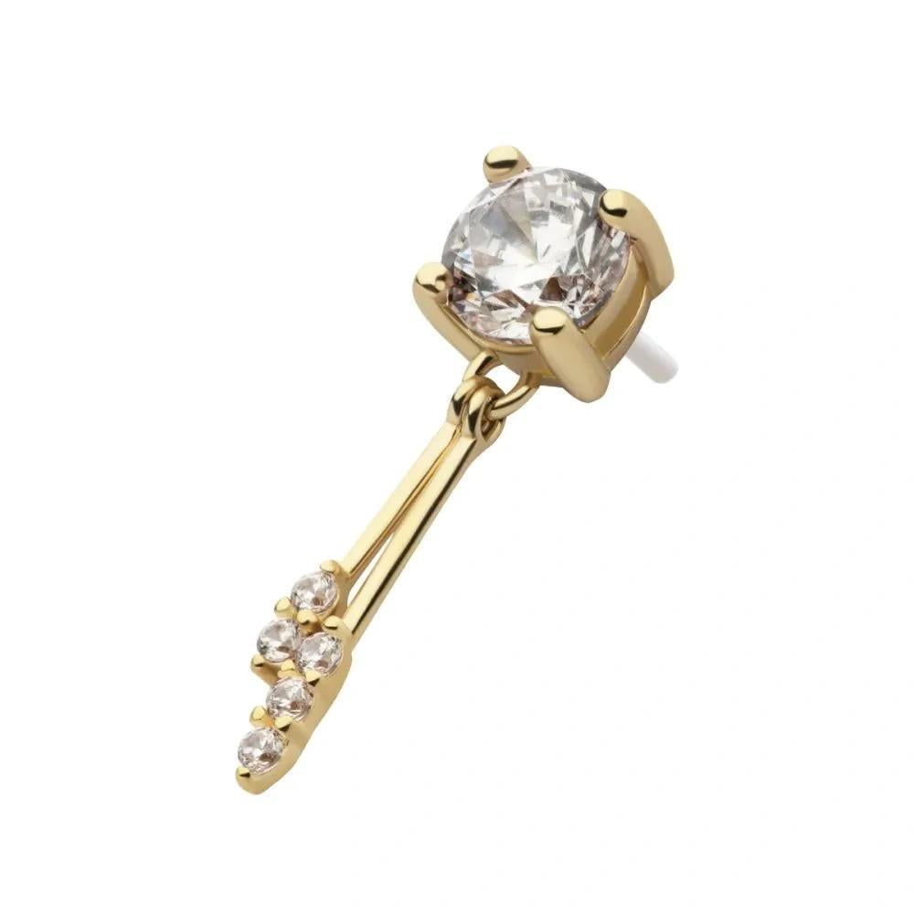 Invictus | 14k gold | Prong Set with Double Dangle Bar | CZ