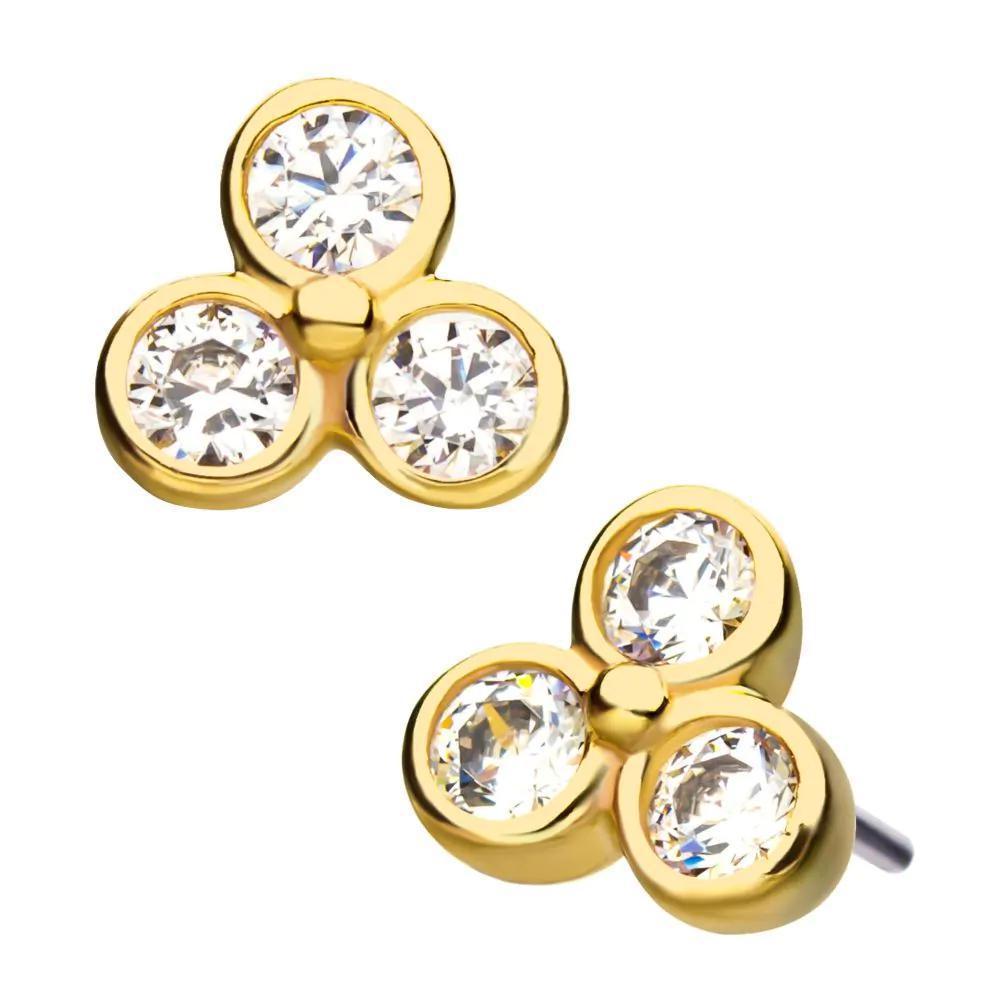 Invictus | 14k gold | Triple Bezel Trinity | CZ