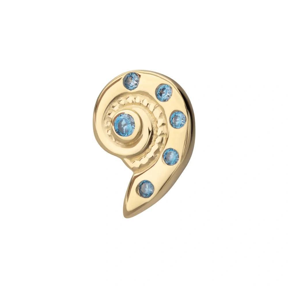 Invictus | 14k gold | Snail Shell | Aqua CZ