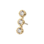 Invictus | 14k gold | Milgrain Edge Triple Cluster Bezel CZ Gem Top | Cubic Zirconia