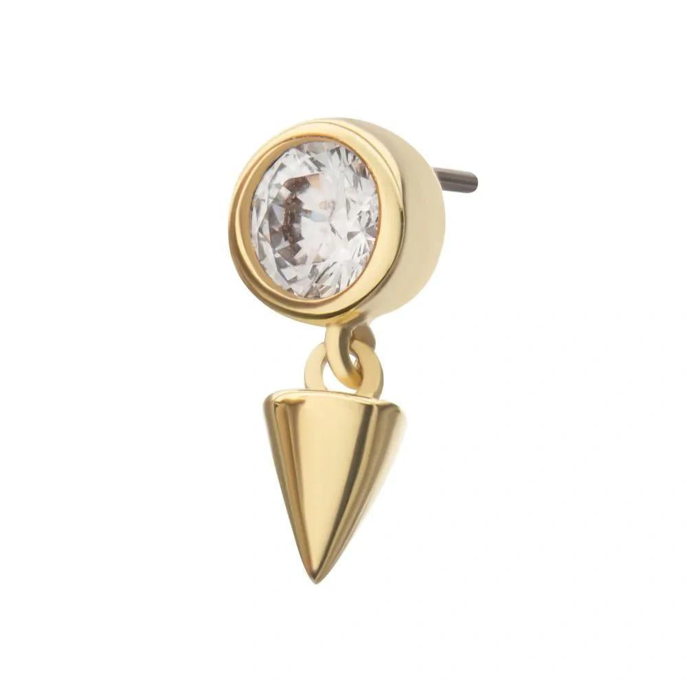 Invictus | 14k gold | Bezel with Spike Dangle | CZ