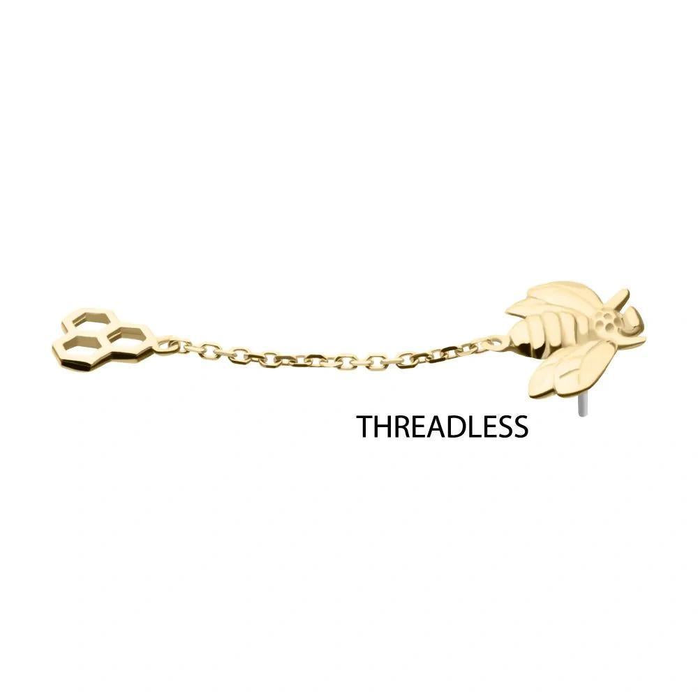 Invictus | 14k gold | Bee with Honeycomb Dangle