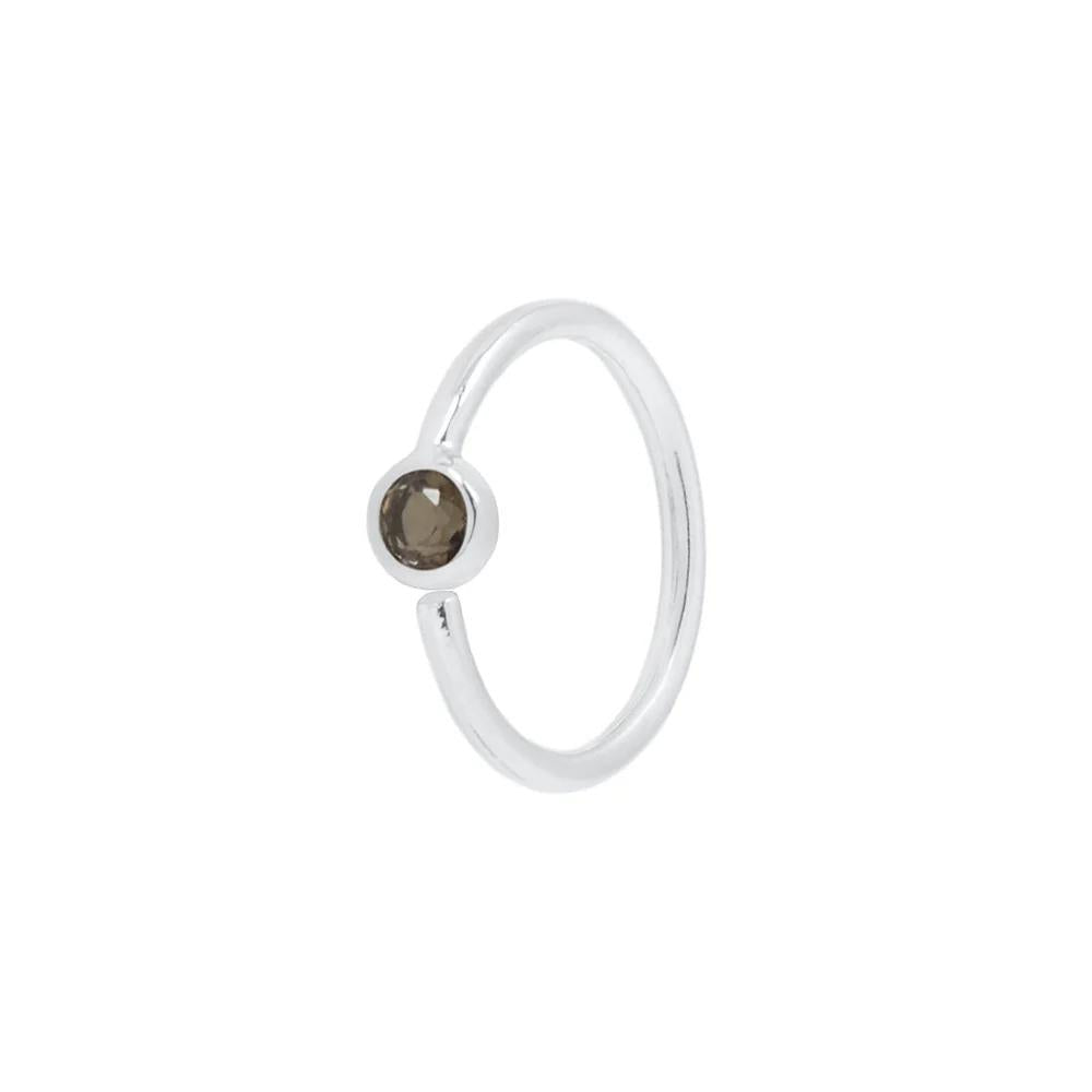 Buddha | 14k gold | Fixed Bezel Seam Ring | Side Set Facing | 2mm Smoky Quartz