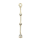 Invictus | 14k gold | Round & Teardrop 3-Tier Dangle Charm | CZ