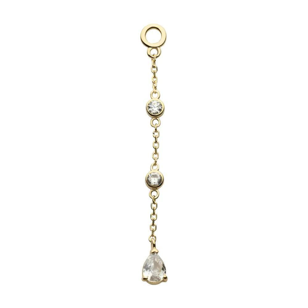 Invictus | 14k gold | Round & Teardrop 3-Tier Dangle Charm | CZ
