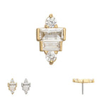Invictus | 14k gold |  3D Geometric Baguette & Round Gem Top | Clear CZ