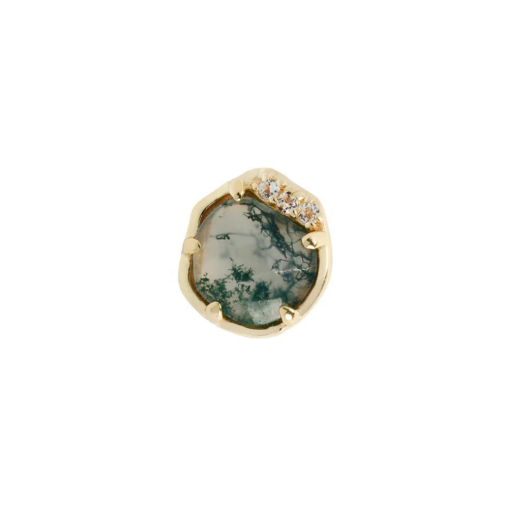 Buddha | 14k gold | Vision | Moss Agate + White Topaz