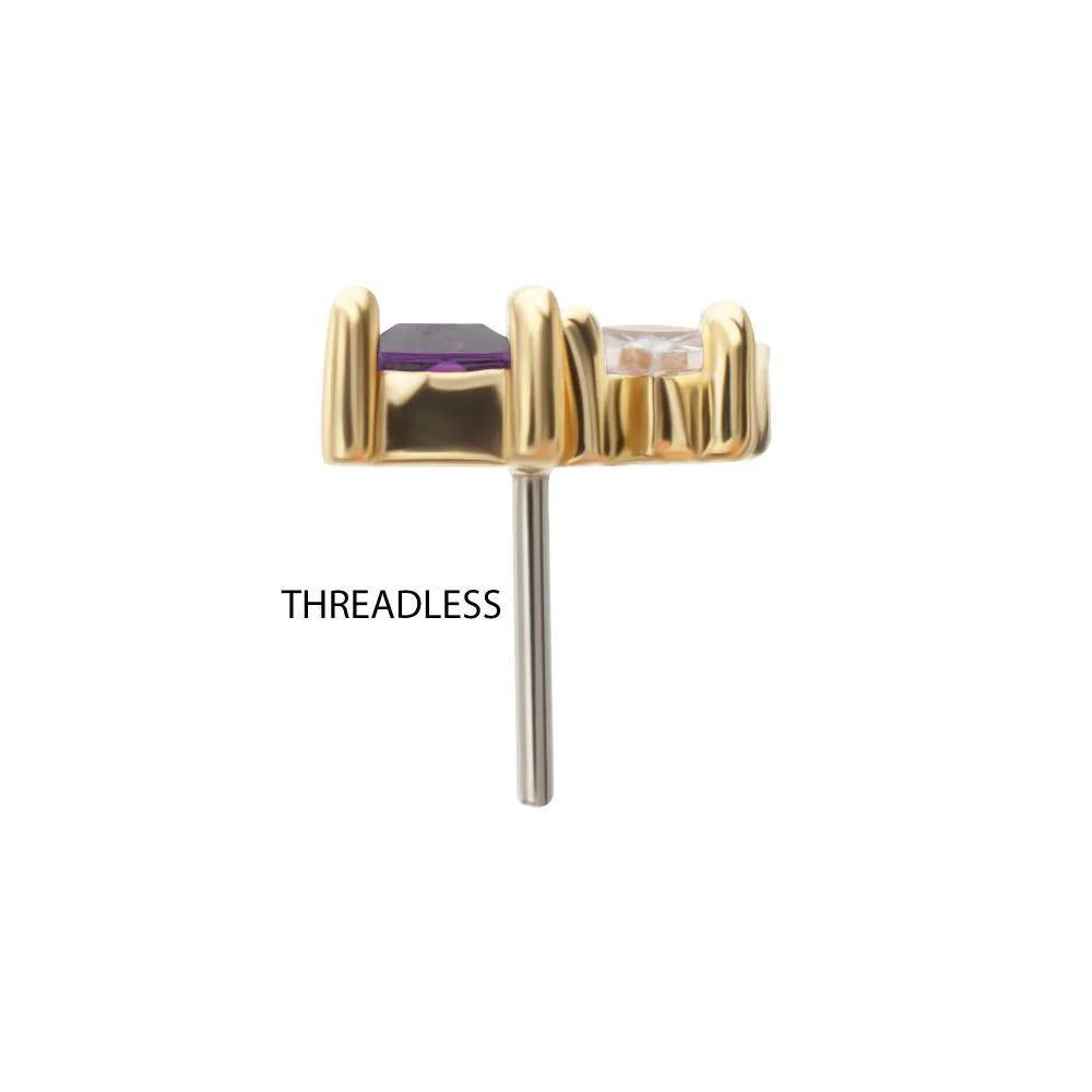 Invictus | 14k gold | Baguette & Square Prong Set Multi-Gem Top