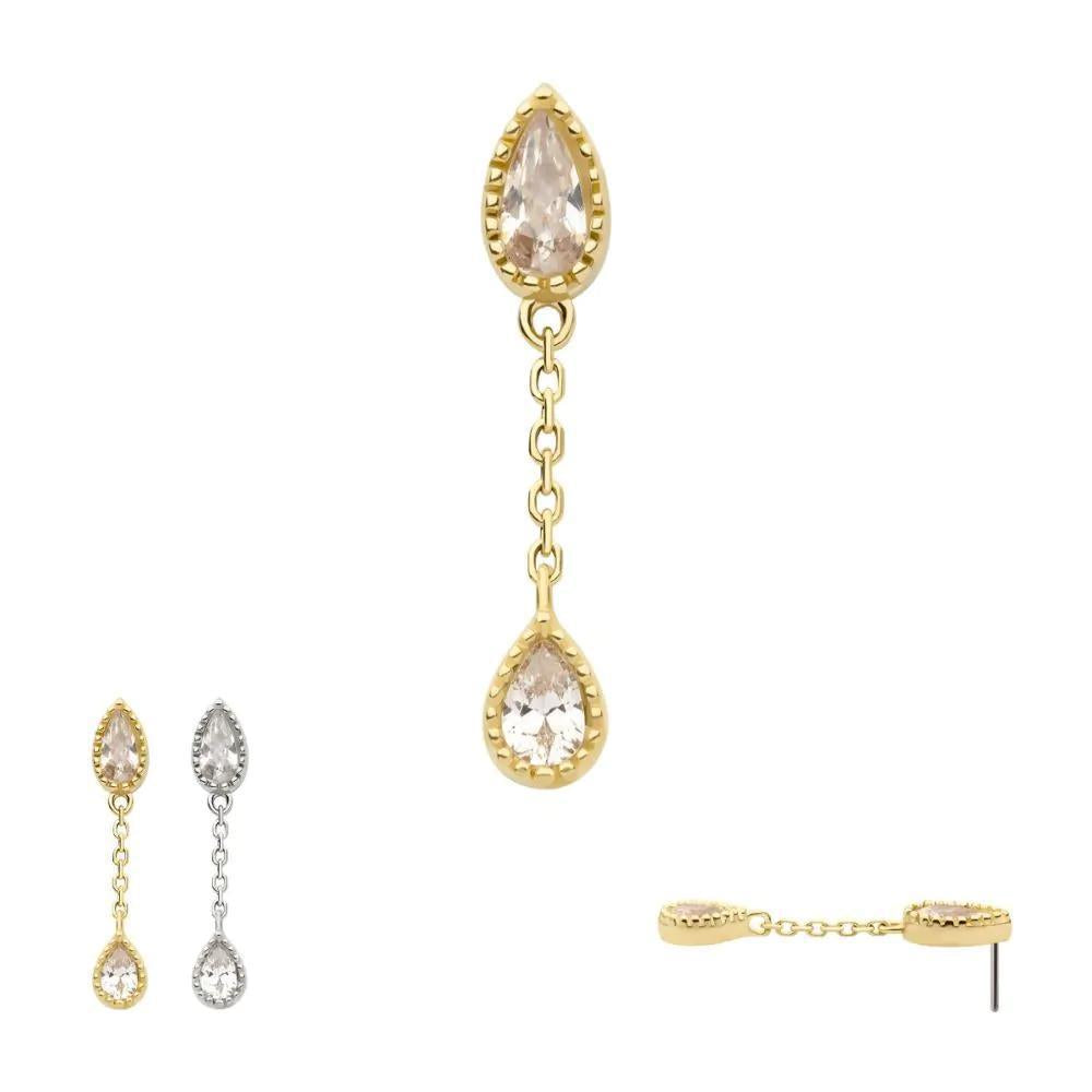 Invictus | 14k gold | Tear Drop Dangle | CZ