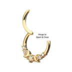 Invictus | 14k gold | Triple Moon Phase | Front Facing Hinged Hoop | Cubic Zirconia