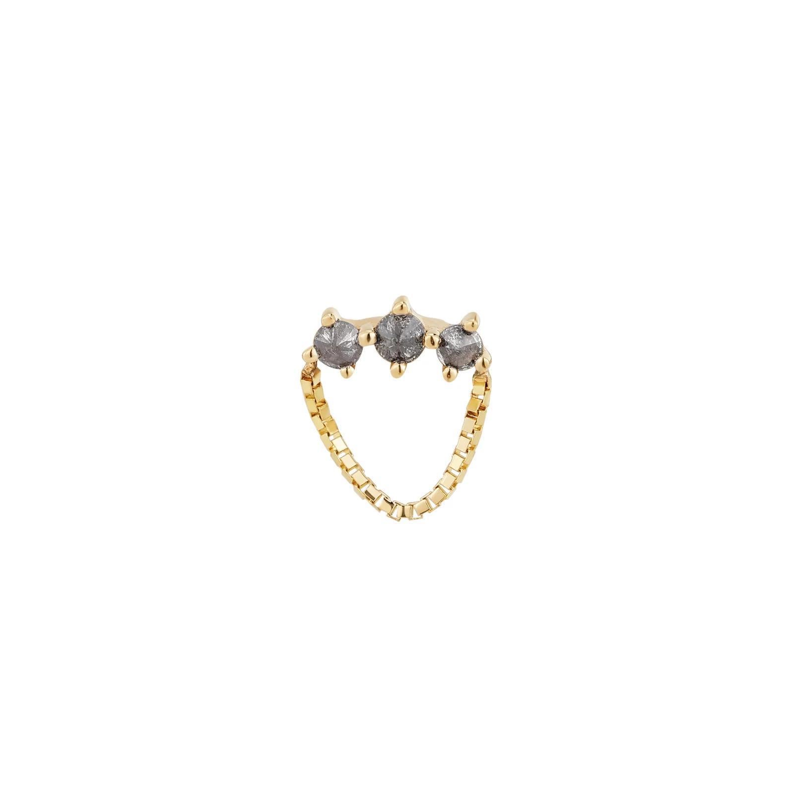 Buddha | 14k gold | Halston Reverse Set | Grey Diamond + CZ