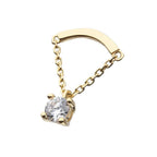 Invictus | 14k gold | Curved Bar with Prong Set Dangle | CZ