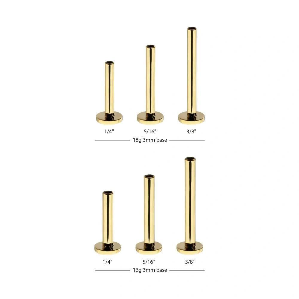 Invictus | 14k gold | Internally Threaded Labret Base