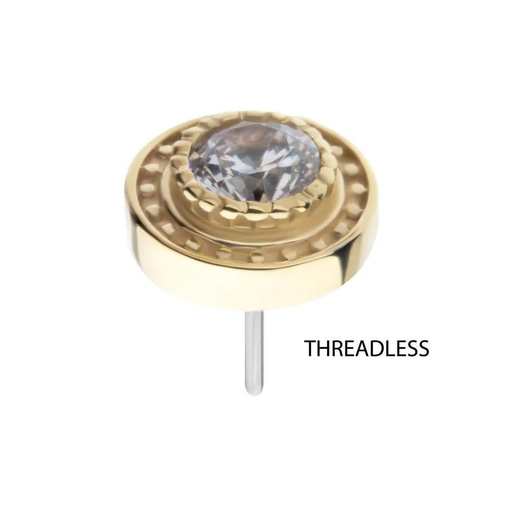 Invictus | 14k gold | Beaded Bezel Set | CZ