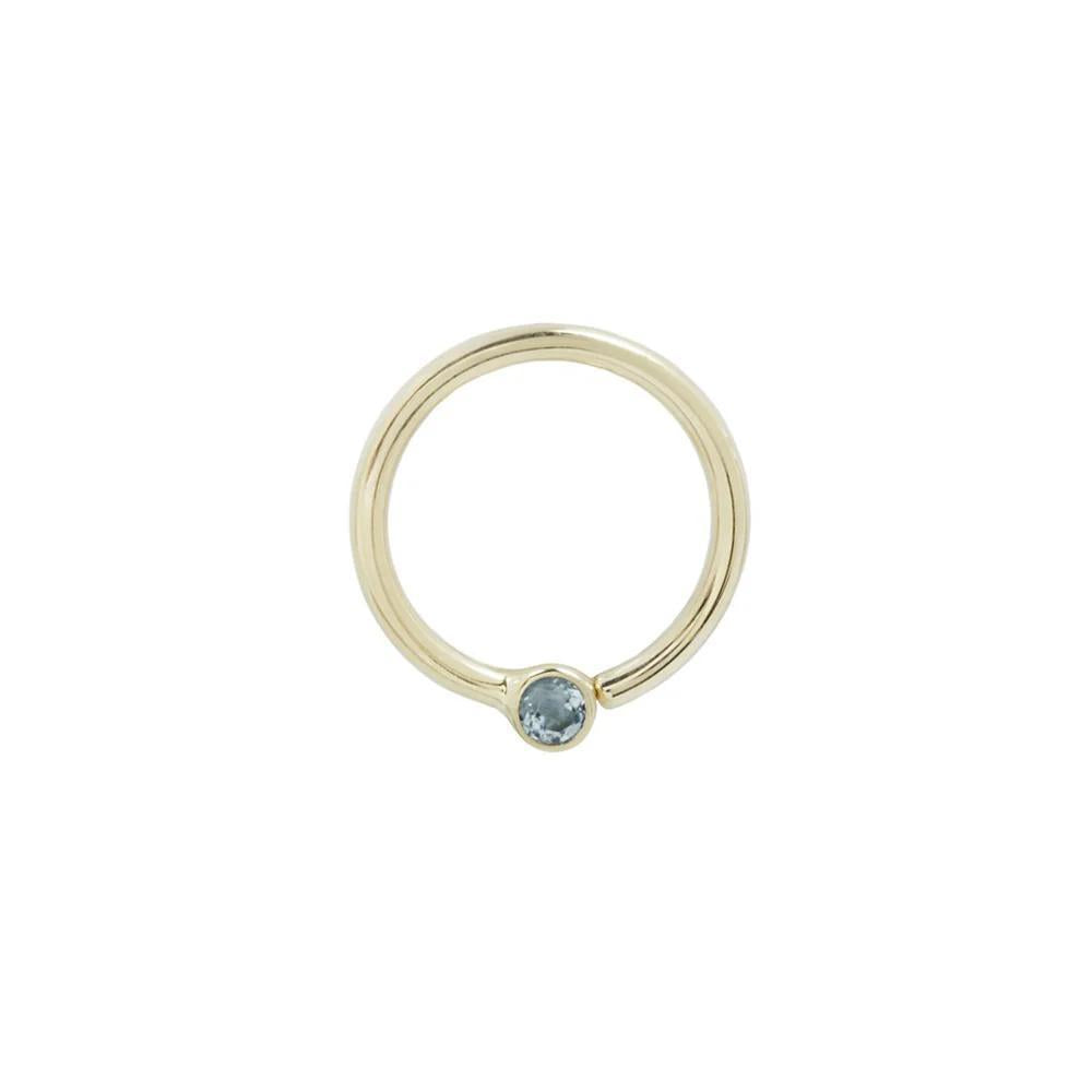 Buddha | 14k gold | Fixed Bezel Bead Ring | 2mm London Blue Topaz