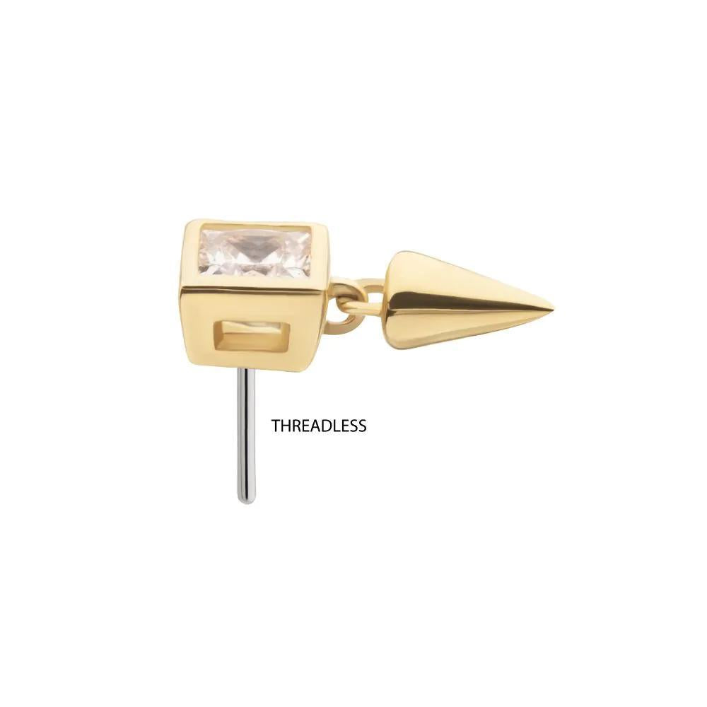 Invictus | 14k gold | Princess Cut Bezel with Spike Dangle | Lab-Grown Diamond