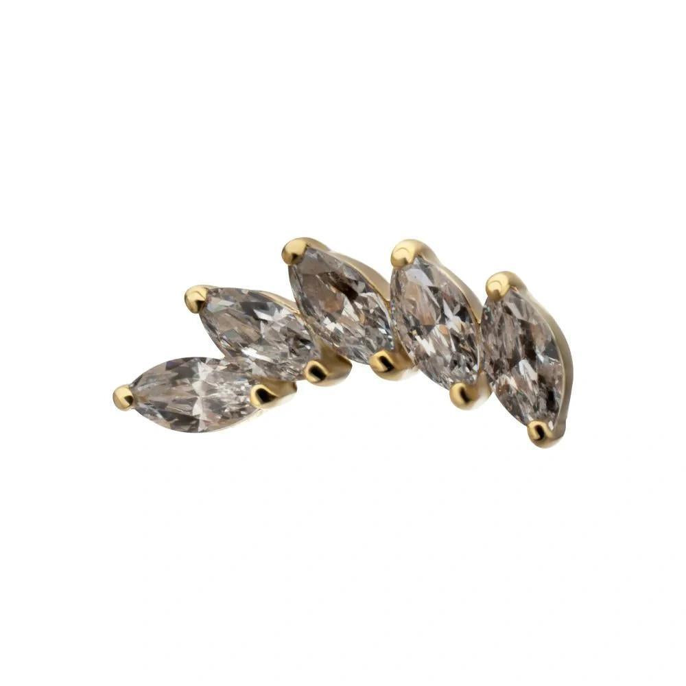Invictus | 14k gold | 5-cluster Staggered Marquise | CZ