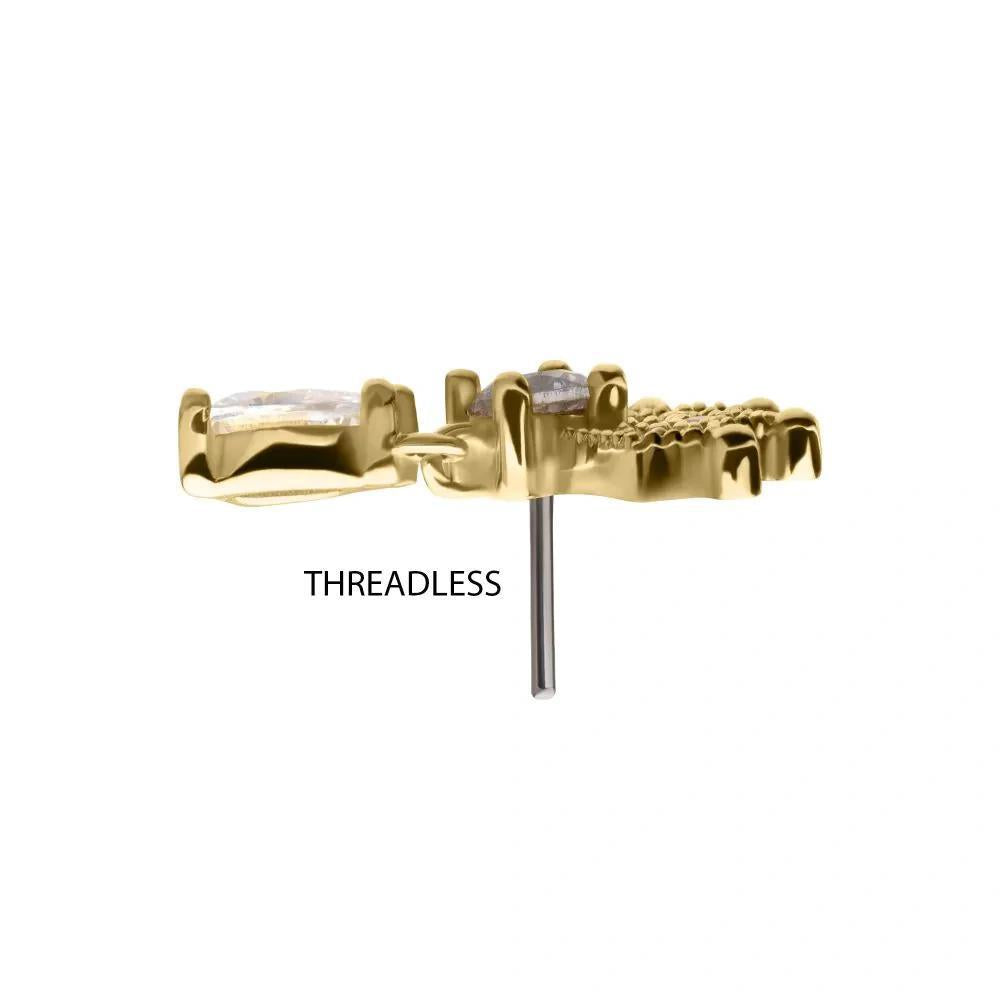 Invictus | 14k gold | Prong Set Fan with Tear Drop Dangle | CZ