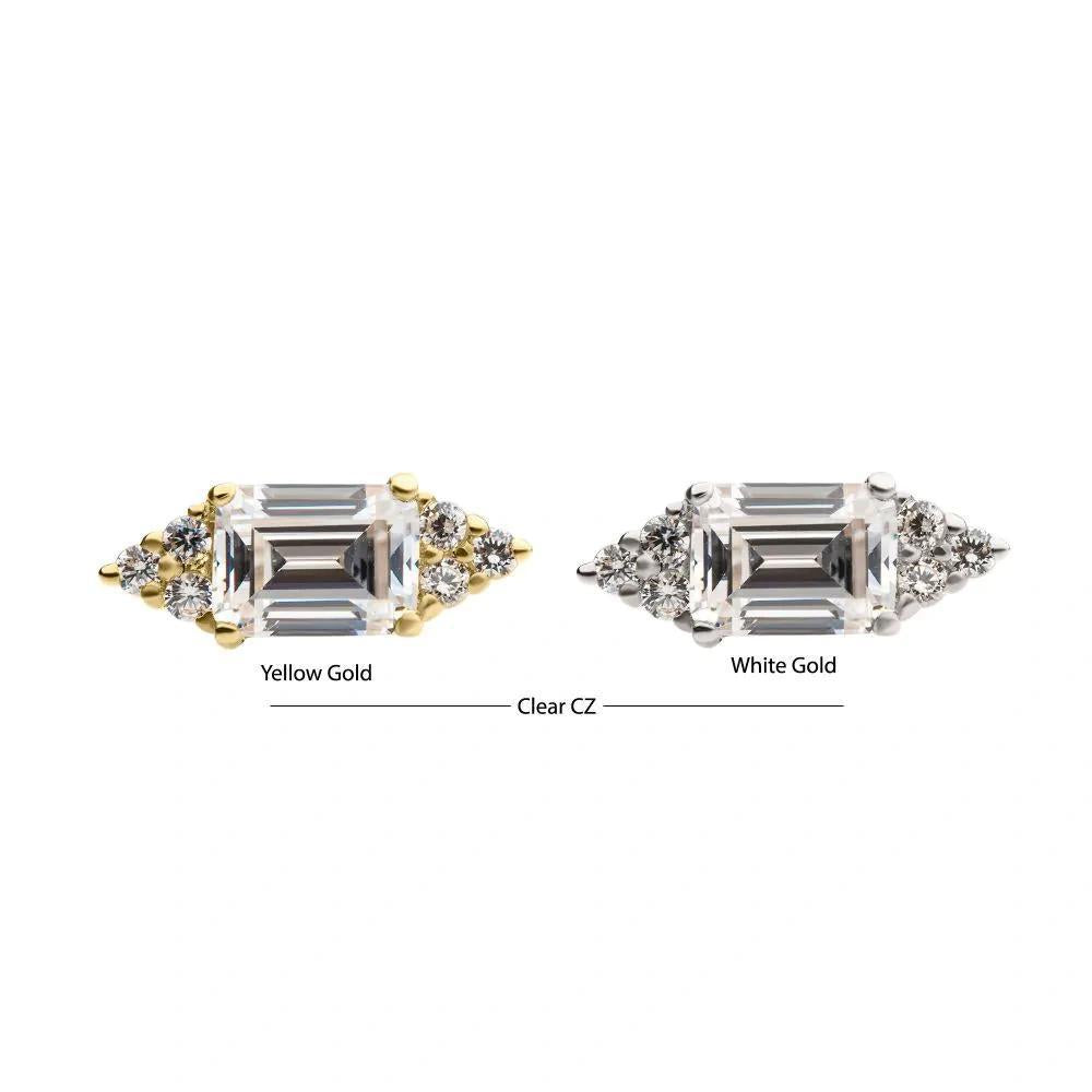Invictus | 14k gold | Hexagon and Prong Set Baguette | CZ