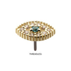 Invictus | 14k Gold | Threadless Cut-Out Evil Eye Paved Top | Cubic Zirconia