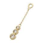 Invictus | 14k gold | 3-Cluster Bezel Set Round CZ Dangle Charm with 10mm Chain