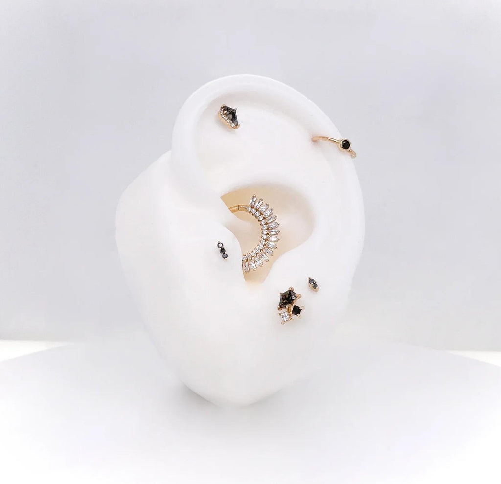 Buddha | 14k gold | Lyra | Tourmalated Quartz + Black Spinel + CZ