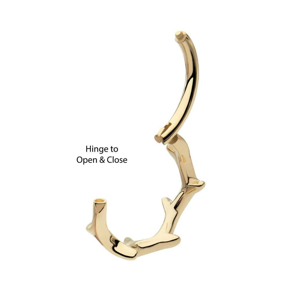 Invictus | 14k gold | Thorn Hinged Hoop