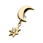 Invictus | 14k gold | Moon with Star Dangle | CZ