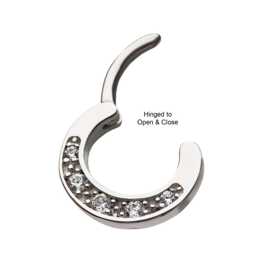 Invictus | 14k white gold | Prong Set 5 CZ | Front Facing Hinged Hoop| Cubic Zirconia