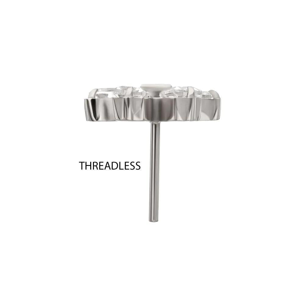 Invictus | Titanium | Threadless Bow Gem Top | Cubic Zirconia