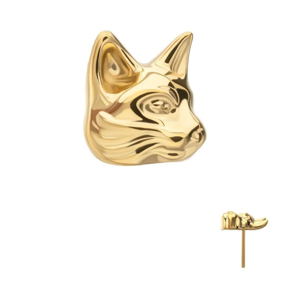 Invictus | 24k Gold PVD Titanium | Threadless Low Profile 3D Cat Head Top