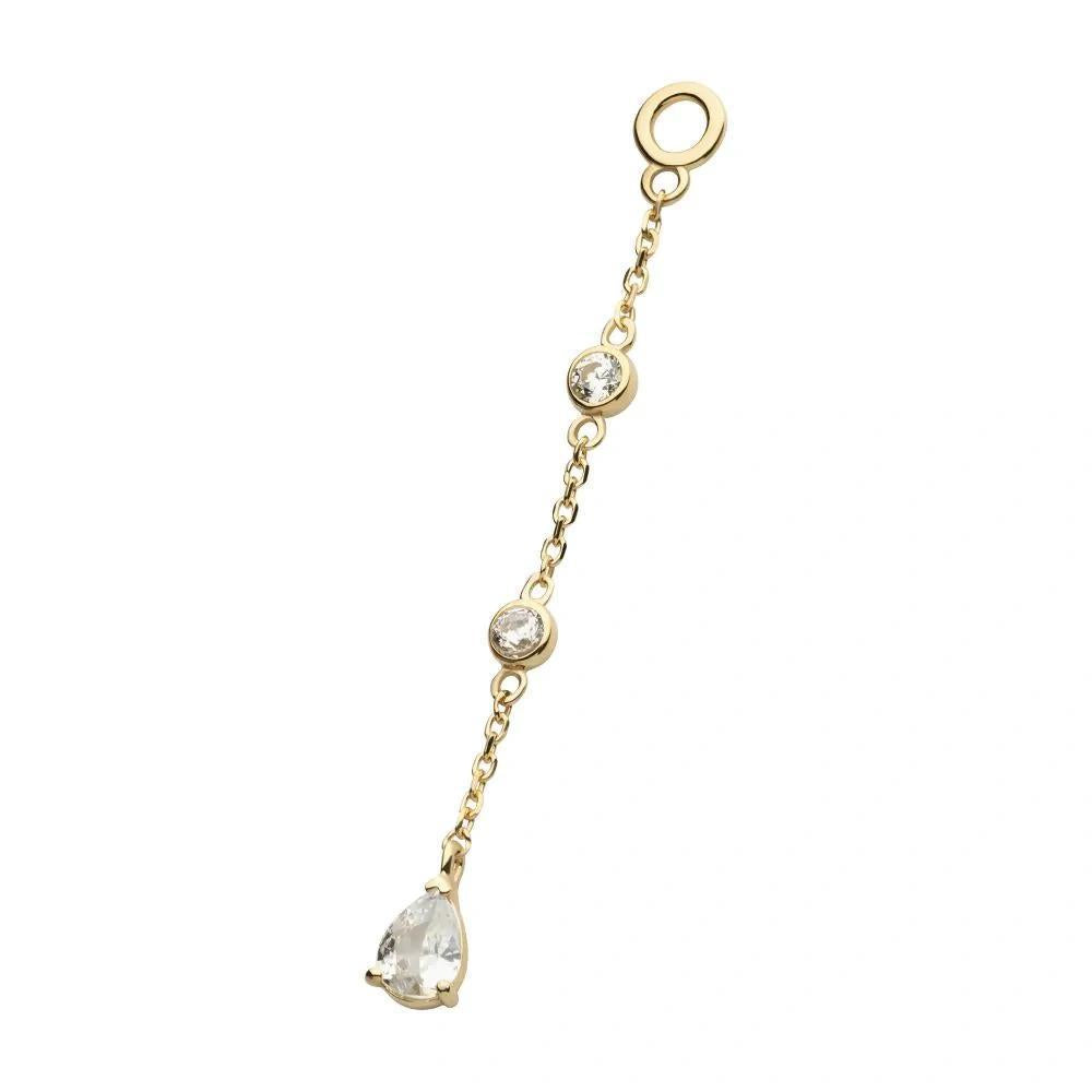 Invictus | 14k gold | Round & Teardrop 3-Tier Dangle Charm | CZ