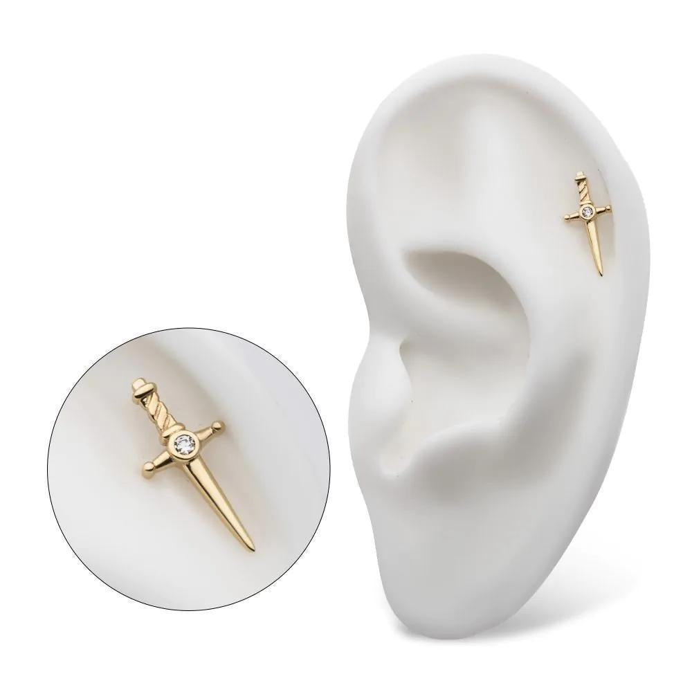 Invictus | 14k gold | Dagger with Bezel Gem | Lab Grown Diamonds