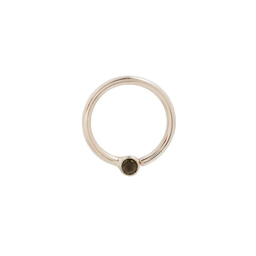 Buddha | 14k gold | Fixed Bezel Seam Ring | 2mm Smoky Quartz