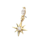 Invictus | 14k gold | Marquise with Prong CZ Gem North Star Dangle Top | Clear CZ
