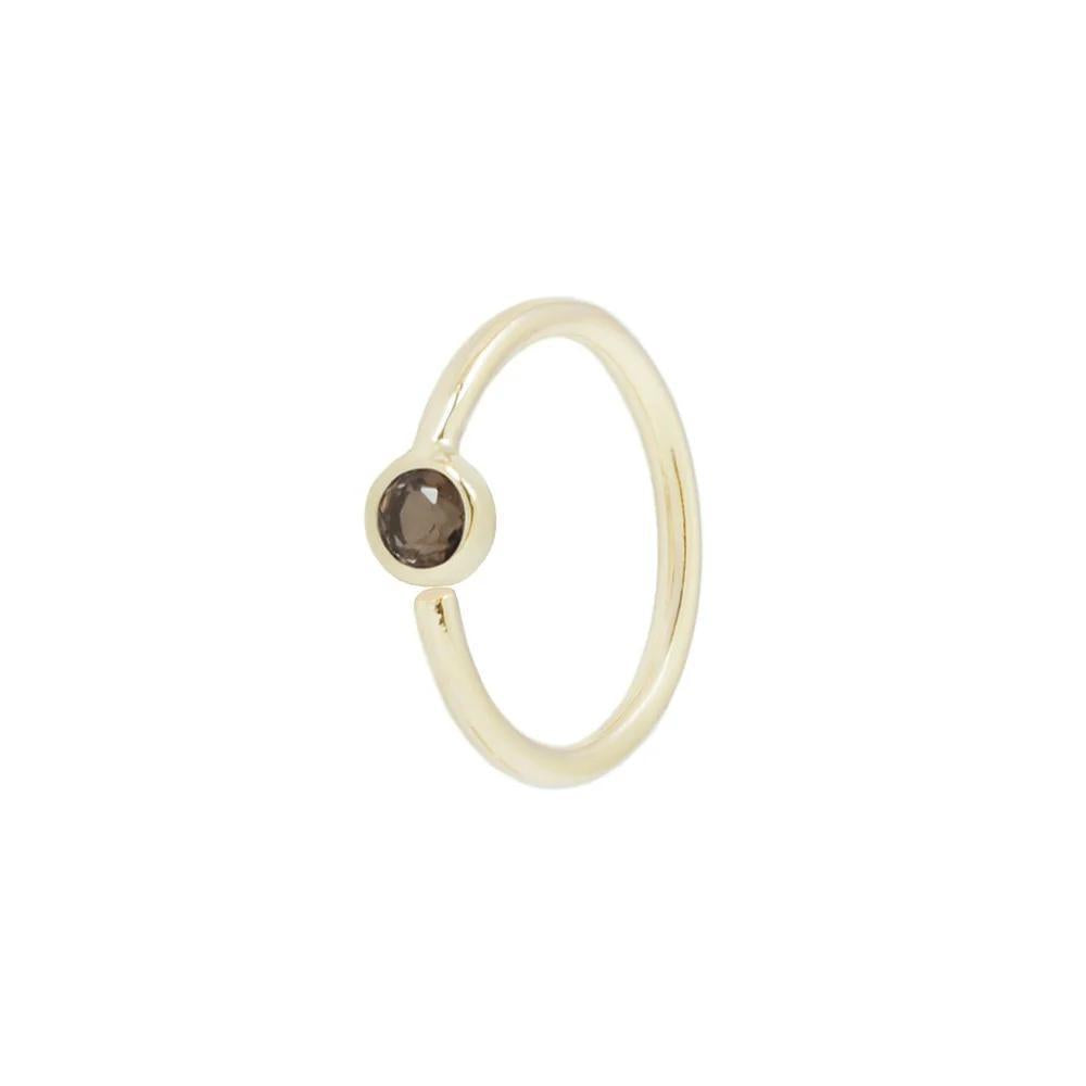 Buddha | 14k gold | Fixed Bezel Seam Ring | Side Set Facing | 2mm Smoky Quartz