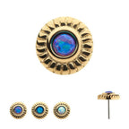 Invictus | 14k gold | Scalloped Bezel Set | synthetic Opal