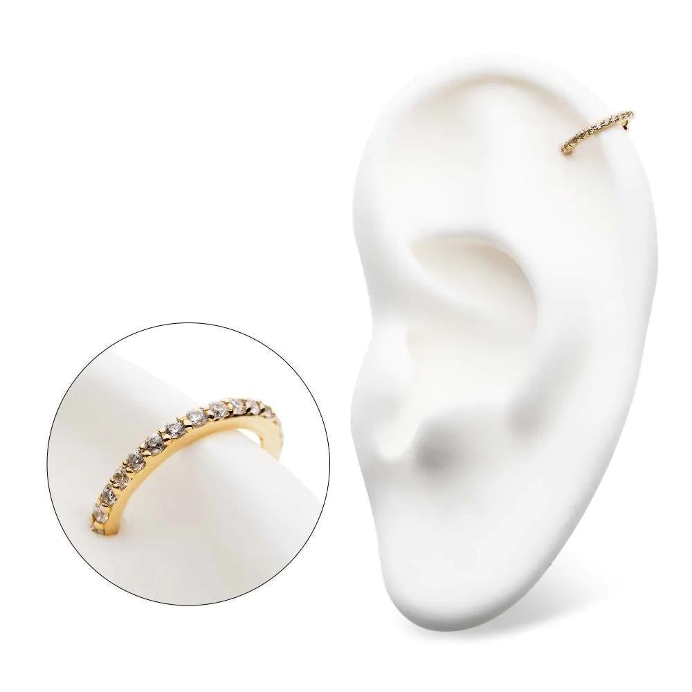 Invictus | 14k gold | Prong Set Eternity | Side Facing Hinged Hoop | Clear CZ