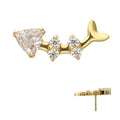 Invictus | 24k Gold PVD Titanium | Threadless Low Profile Fishbone Top w/ Prong Set Gem | Cubic Zirconia