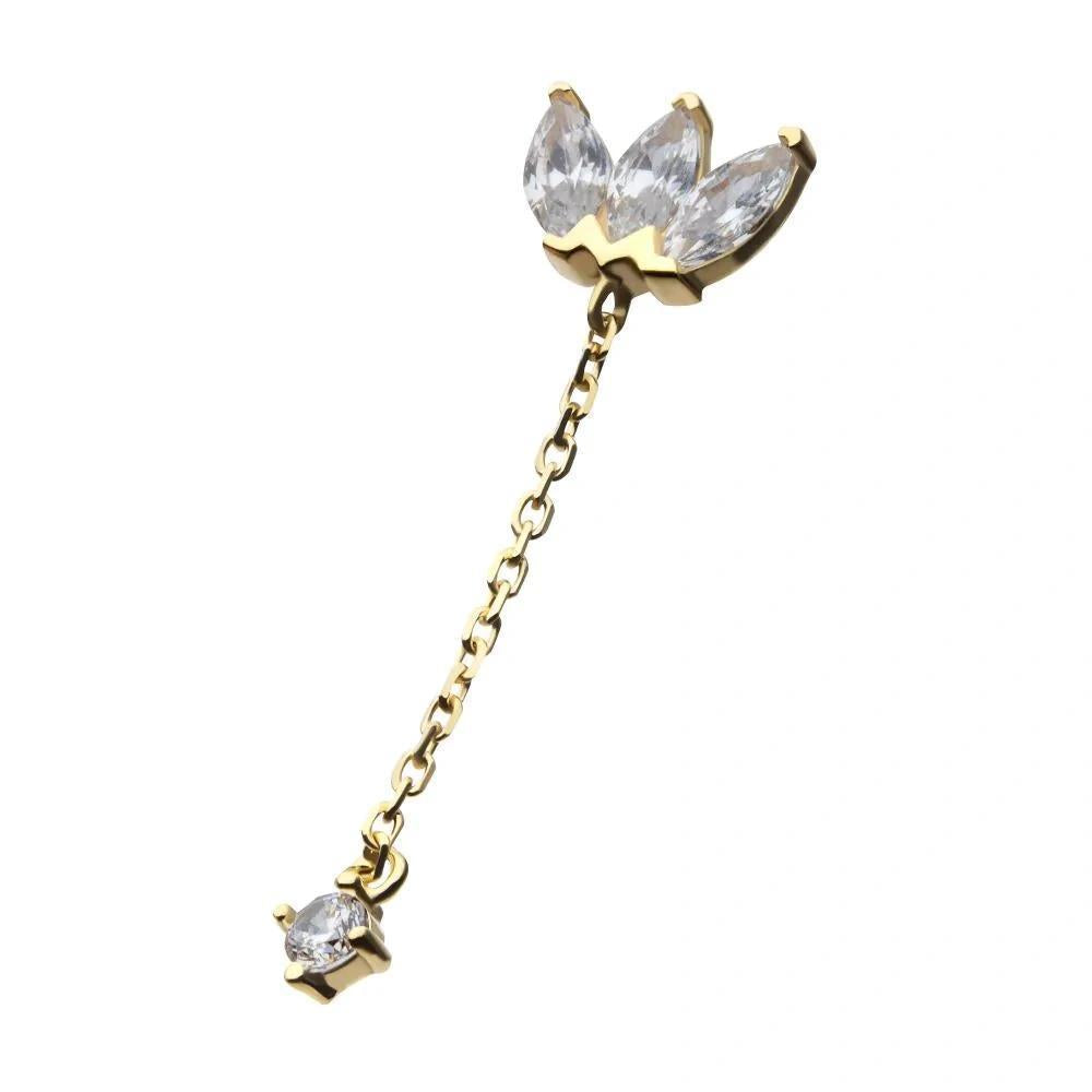 Invictus | 14k gold | Triple Marquise Fan with Chain | CZ