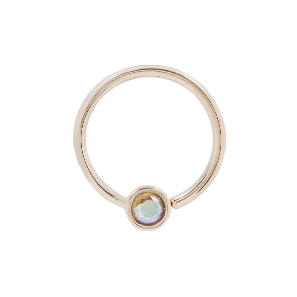Buddha | 14k gold | Fixed Bezel Bead Ring | 2mm Mercury Mist Topaz