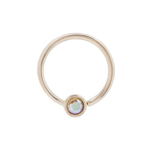 Buddha | 14k gold | Fixed Bezel Bead Ring | 2mm Mercury Mist Topaz